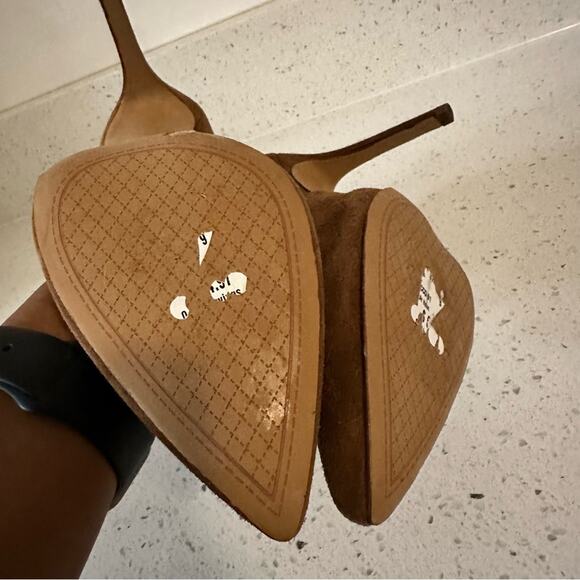 Jessica Simpson Fringe Brown Suede Pointed Toe Heeled Ankle Booties Boots 9M/40 - Picture 14 of 14